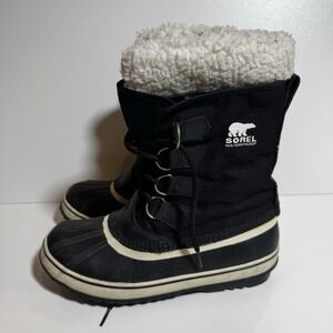 Sorel Winter Carnival Snow Boots Waterproof Black 8.5 39.5 Winter Faux Fur Comfy
